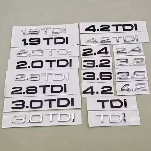 3D ABS Car Logo 1.9 2.0 2.8 3.0 4.2 TDI 3.6 Sticker Trunk Emblem Rear Badge For A3 A4 A5 A6 A7 A8 Q3