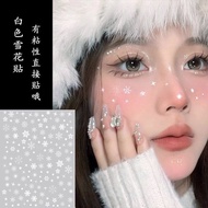 New Year Style White Snowflake Sticker Face Manicure Decal 5d Embossed Three-Dimensional Comes with 