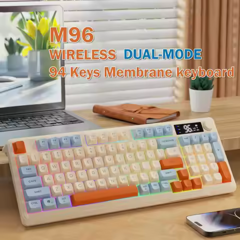 ZIYOU LANG M96 Wireless Gaming Keyboard with Display Screen & Knob, Bluetooth/2.4GHz Quiet Membrane 