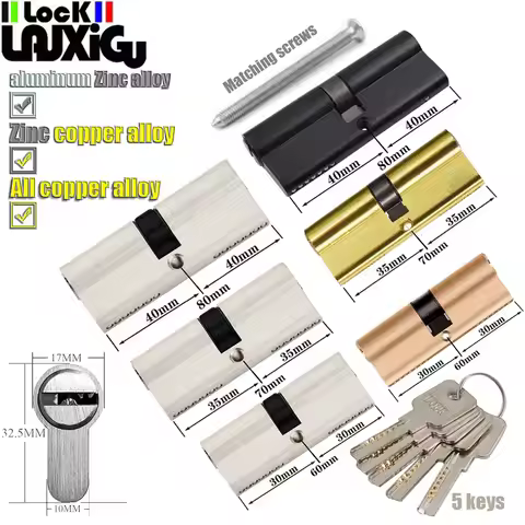 Entrance door 60 70 80 90 mm lock cylinder 5 keys 6 keys anti-theft entrance zinc alloy aluminum all