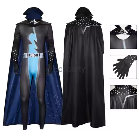 Adult Megamind Cosplay Costume Anime Movie Superhero Bodysuit With Cape Men's Halloween Carnival Par