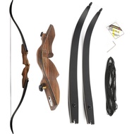 KAIMEI 60" ILF Recurve Bow 17" Wood Riser 30-60lbs Takedown Target