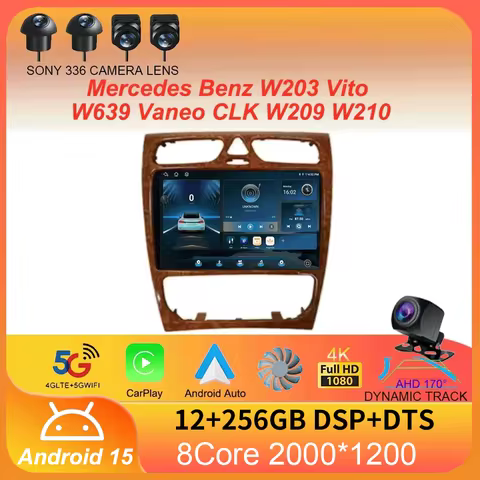 Android 15 Radio Stereo Car Multimedia Player For Mercedes Benz W203 Vito W639 Vaneo CLK W209 W210 C