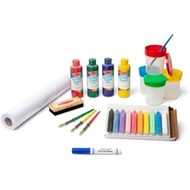 Melissa & Doug Easel Accessory Set - Paint, Cups, Brushes, Chalk, Paper Erase Marker - FSC Certified