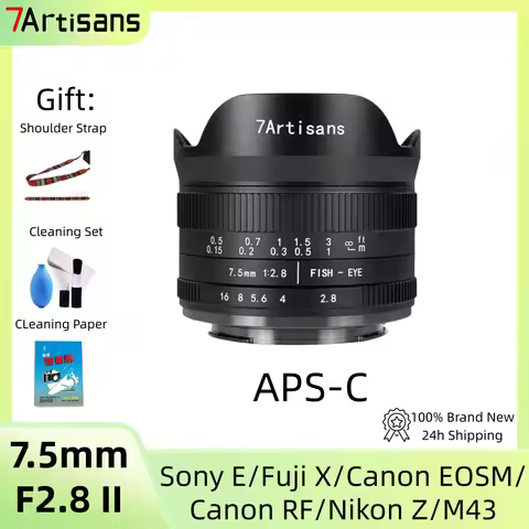 7artisans 7.5mm F2.8 II APS-C Fisheye Wide Angle Manual Lens for Sony E Nikon Z Canon EOS R RF EOS M