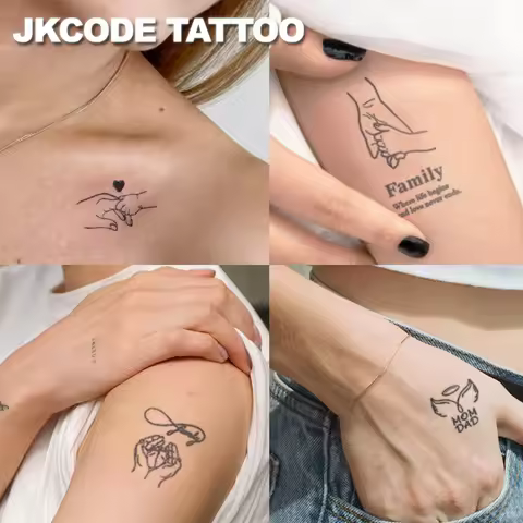 Family Love MINIMAL TATTOO-Herbal Tattoo Stickers-"LOVE" Theme Daddy&Momy Illustration Pattern-Cute 