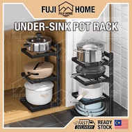 🏠READY STOCK🏠Adjustable Pot Rack Rak Bawah Sinki Dapur Under Sink Pan Pot Rack Storage Under Sink Mu
