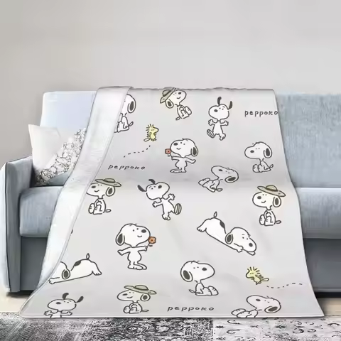Snoopys Woodstock Cartoon Fleece Throw Blankets Blanket for Home Travel Warm Bed Rug,