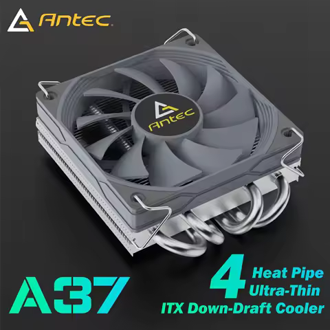 Antec A37 37mm ITX Low Profile CPU Cooler 92mm PWM fan 120W-TDP For Intel/AMD 12.8W/m.K Paste,I5-124