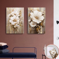 (with Frame)Luxury Hotel Wall Art Scandinavian Floral Canvas Painting Gold Abstract Flower Print for
