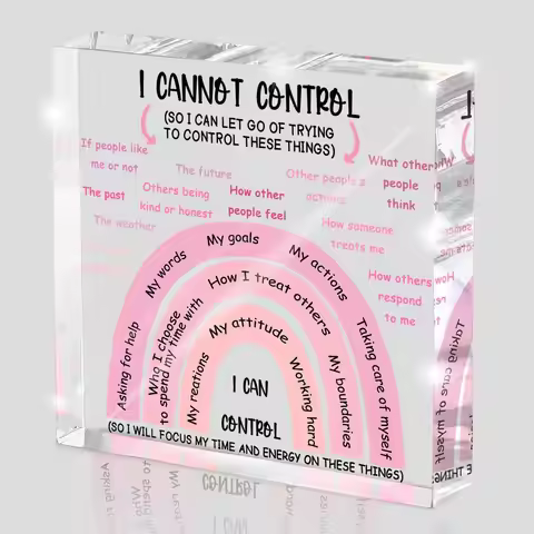 Mental Health I Can Control Decor, 4x4 Inch Pink Acrylic, Women's Therapy Office Sign, Girls Dorm Es