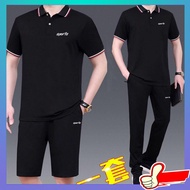 baju lelaki berkolar baju t shirt lelaki berkolar 男生衣服 Sut lengan pendek lelaki musim panas trend lapel T-shirt pelajar sukan kasual Korea shorts baju polo hari lelaki