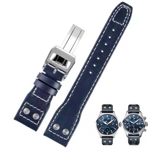 21mm 22mm Genuine Leather Watch Band For IWC Big Pilot Flamethrower Little Prince Mark 18 Strap Will