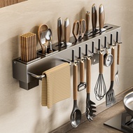 Kitchen Rack Knife Rack Perforation-Free Multifunctional Wall-Mounted Chopstick Holder Knife Holder 