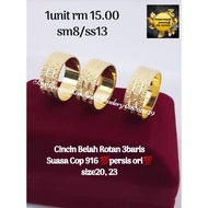 🔥Cincin Belah Rotan 3baris Suasa Cop 916🔥💯persis ori💯