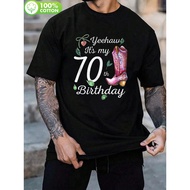 Men'S 70th Birthday Celebration T-Shirt - Yeehaw It'S My 70th Birthday Print, Comfortable 100% Cotto