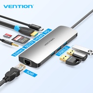 Vention USB C HUB อะแดปเตอร์ HDMI 9 in 1 Type C HUB USB 3.0 SD TF RJ45 3.5 มม. PD หลาย Docking Station สำหรับ Thunderbolt 3 USB type C Adapter