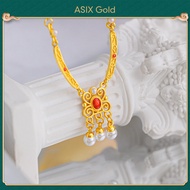 ASIX GOLD 916 ancient gold plated gold design filigree pearl necklace Vintage court-style luxury 18K