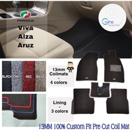 Perodua Viva Alza Aruz 13MM 100% Custom Fit Pre Cut with Logo Non-slip Coilmat Carpet Floor Mat Alas