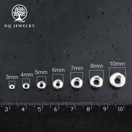 Flat beaded silver Charm - silver beads - NQ Jewelry beads charm