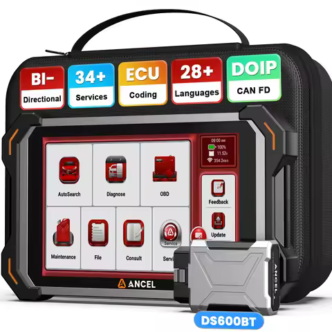ANCEL DS600 BT/ELITE OBD2 Scanner Bi-directional ECU Coding CANFD DOIP 34 Resets Life Free Key Progr