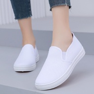 Work Shoes Flat Casual Breathable Canvas Shoes Female Students Old Cloth Shoes Female Slip-On Lazy S