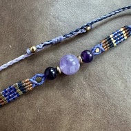 BB147 民族風 蠟線編織 紫水晶珠 日本珠 手環 (可調長度)