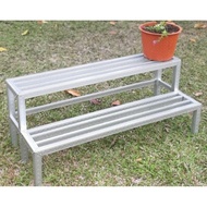 rak pot baja ringan + packing kayu/ rak pot baja ringan 2 tingkat