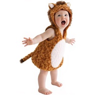 UQJE Baby Lion Costume Furry Cuddly Toddler Lion Costume Halloween Adorable Plush Lions Dress-Up Kid