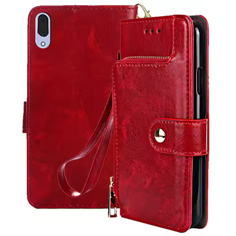 Zipper Wallet Phone PU Leather Case For Sony L1 L2 L3 L4 XZS XR XZ Premium XZ1 XZ2 Compact XZ3 XA1 X