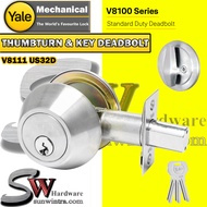 [Original] YALE V8100 Series Thumbturn & Key Single Cylinder V8111 US32D Satin SS / V8111 US11 Antiq