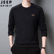 JEEP SPIRIT เสื้อกันหนาวผู้ชายขนาดใหญ่หลวมรอบคอแขนยาวเสื้อกันหนาวกีฬา Casual Cotton Breathable เสื้อ