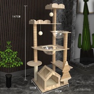 HY/🆎Solid Wood Cat Climbing Frame Cat Climber Large Cat Nest Cat Tree Integrated with Mat Space Capsule Cat Scratch Tree