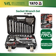 YATO 77Pcs 1/2" & 1/4" Dr. Socket Wrench Tool Box Set YT-38781 / Impact Socket & Spannar Set