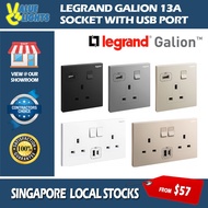 Legrand Mallia Senses 13A Socket Outlet with USB Type A Type C 2.4 A Charger 250V
