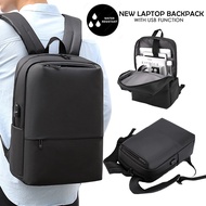 Beg Laptop Lelaki Wanita Unisex Laptop Backpack USB Charging Laptop Bag Water Resistant Beg Belakang