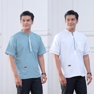 Baju koko pria dewasa terbaru kemeja kurta lengan pendek modern pakaian muslim fashion atasan cowok