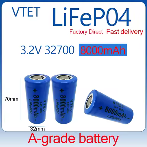 2026 VTET Original Brand 32700 8000mAh 3.2V Lifepo4 Rechargeable Battery 8.0Ah Professional Lithium 