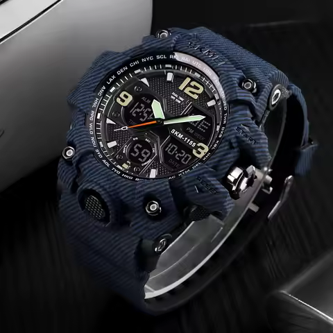 SKMEI 1155B 5Bar Waterproof Dual Display Wristwatches Relogio Masculino watch Sport Men Military Dig