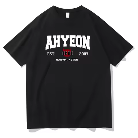 AHYEON EST 2007 T-shirts Kpop Band BabyMonster Printing Tee-shirt Girls WomenSummer Tshirt High Qual