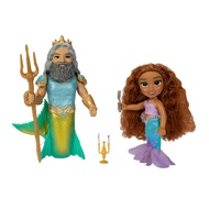 Disney The Little Mermaid Ariel Doll and King Triton Petite Gift Set, 6 Inches Tall with Dinglehoppe