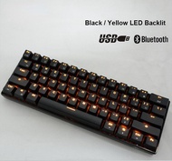 New 61 Keys RK61 Bluetooth Wireless White LED Backlit Ergonomic Mechanical Gaming Keyboard Gamer For