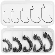 50 PCs Crank Hook Small Five-box Set Black Nickel Hook Dezhou Fishing Group Cross-border Fishing Gea