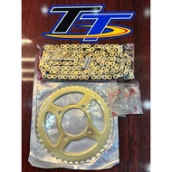 Yaz sprocket chain, bronze yellow color (RCB chain, Gold square plate, Sprocket) Yaz125