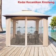 ┅✎10' x 12' Outdoor Gazebo with Mesh Netting Sidewalls for Shade and Rain, Patio Gazebo Canopy with 2-Tier Soft Top Roof