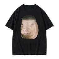 Wig Pig Gradient Buzz Cut Funny Hairstyle Emoji T-shirt Retro Women's Humorous T-shirt Summer Street