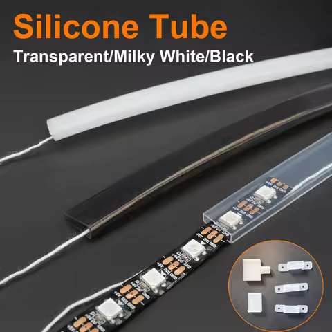 8/10/12mm Black/Transparent/Milky White LED Silicone Tube Waterproof Flexible Protection Cover Fit W