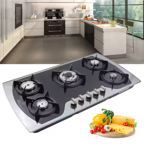 36 Inch Gas Cooktop Built-in 5 Burners Stainless Steel Gas Stove NG/LPG Gas Hob