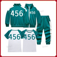 Number 456 Squid Game Costume for Kids Outfit 3pcs Set Sportswear Coat + T-shirt + Pants Cosplay Clo