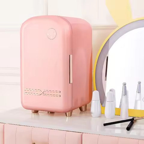 Mini Skin Care Fridge Makeup Cooler 8-18°C Constant Temperature LED Light Beauty Refrigerator for Be